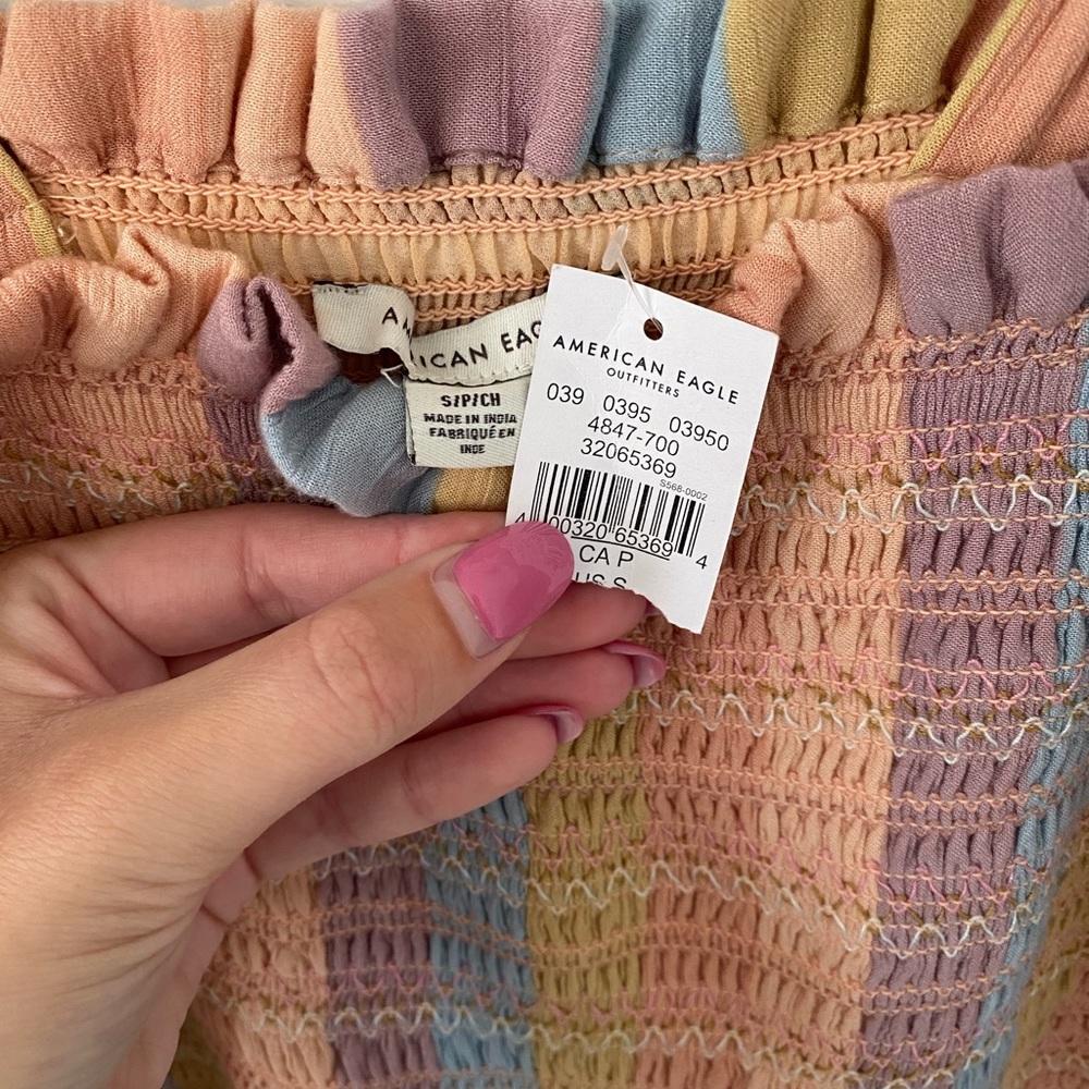 NWT American Eagle Smocked Striped Bodycon Dress - Picture 6 of 7